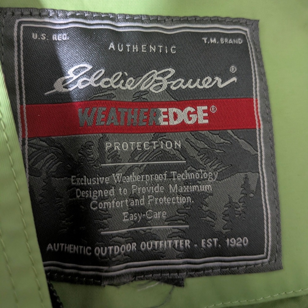 Eddie Bauer WeatherEdge Lime Green Hooded Zip Up Raincoat Womens Size XL - Picture 10 of 12